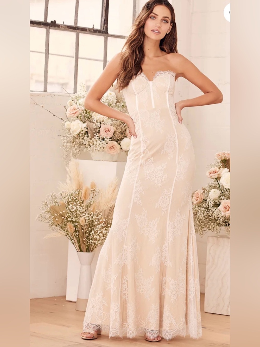 Lulus Moment of Elegance White Lace Strapless Mermaid
Maxi Dress